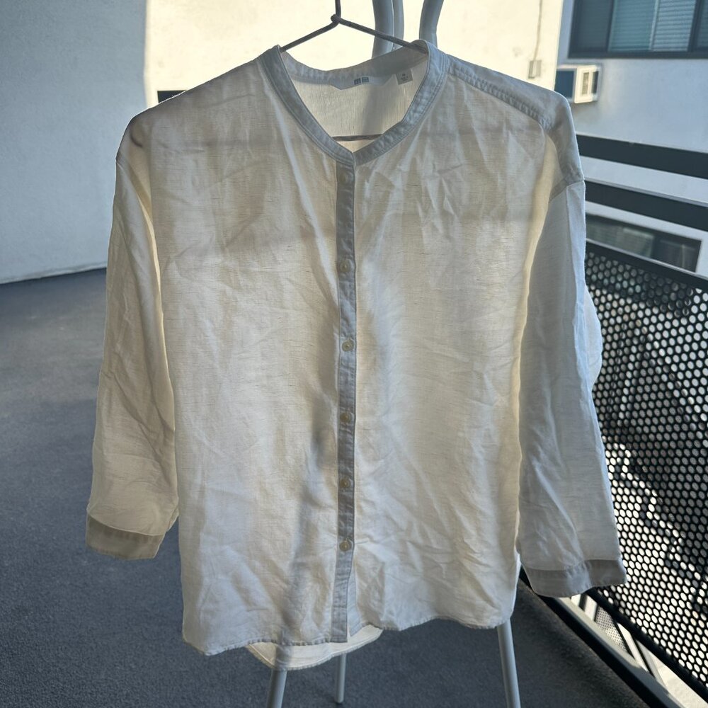 Uniqlo Grandad collar shirt - white